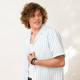 Laser Sword Pinstripe Blue Button-Up Shirt